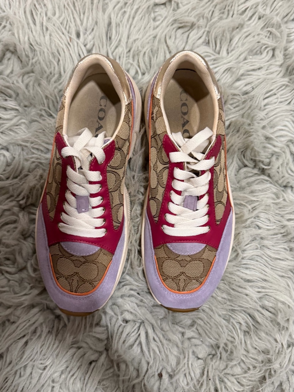 Coach Colorblock Signature Sneakers in Pink, Lavender & Tan